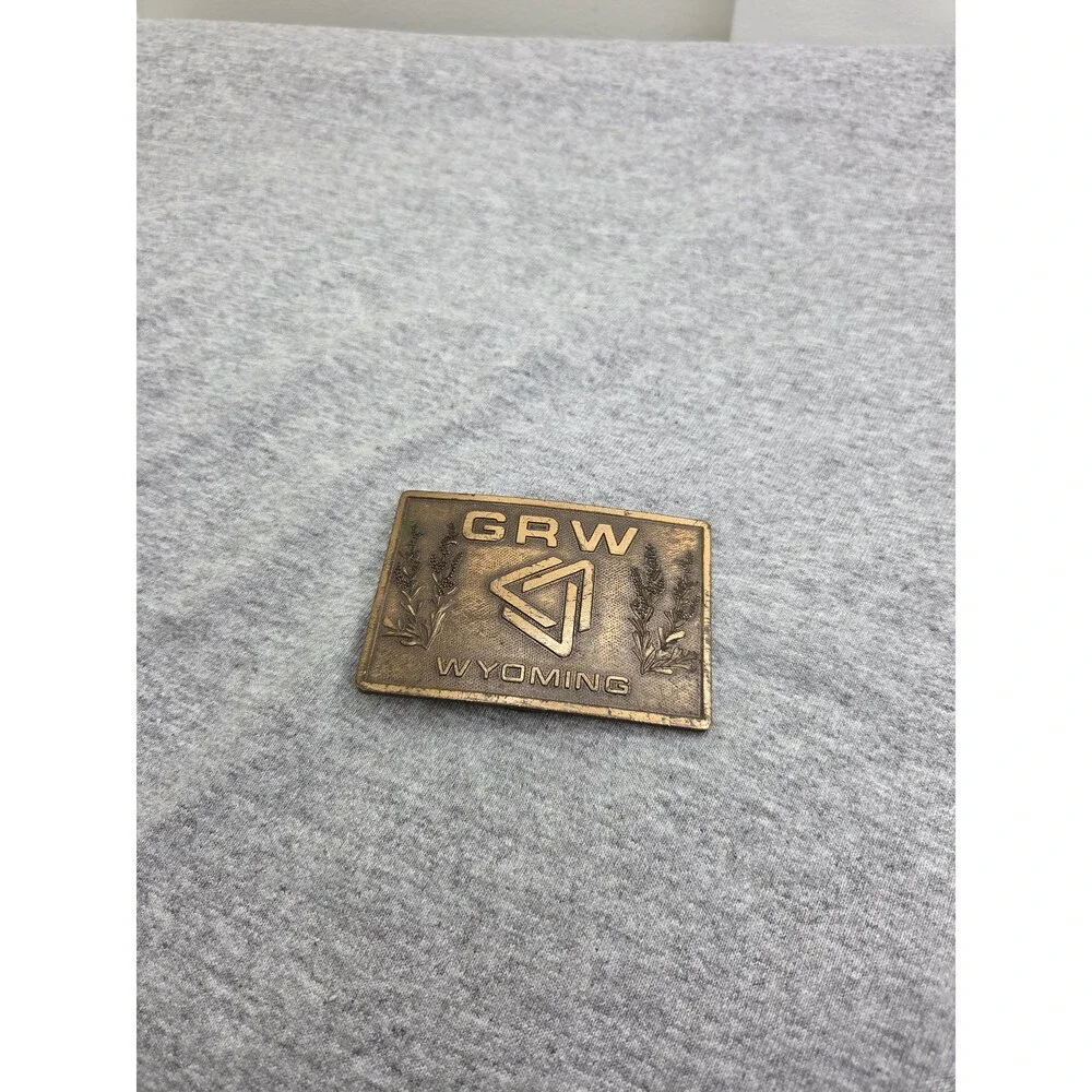 Vintage GRW Wyoming Labor Agriculture Bronze Belt Buckle